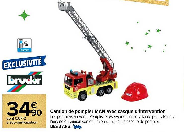 Camion de pompier MAN avec casque d’intervention