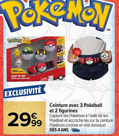 Ceinture avec 3 Pokéball et 2 figurines