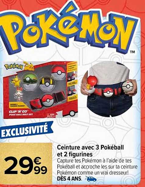 Ceinture avec 3 Pokéball et 2 figurines