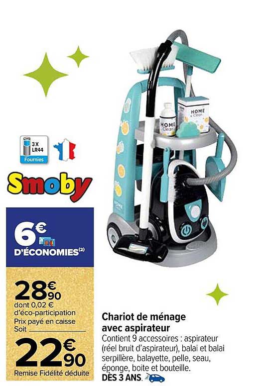 Chariot de ménage avec aspirateur