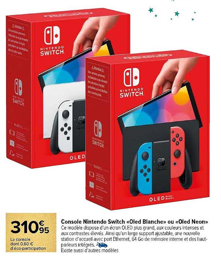 Console Nintendo Switch « OLED Blanche » ou « OLED Neon »