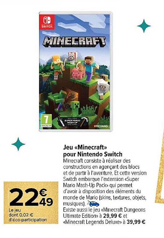 Jeu «Minecraft» pour Nintendo Switch