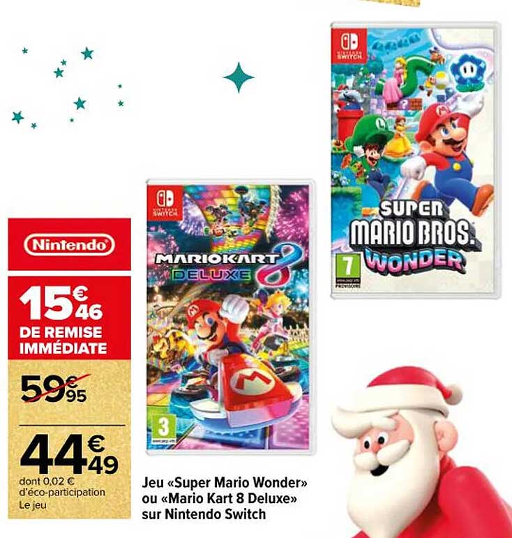 Jeu «Super Mario Wonder» ou «Mario Kart 8 Deluxe» sur Nintendo Switch