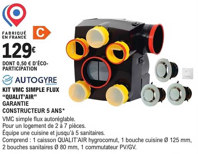 KIT VMC SIMPLE FLUX “QUALIT’AIR”