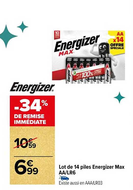 Lot de 14 piles Energizer Max AA/LR6