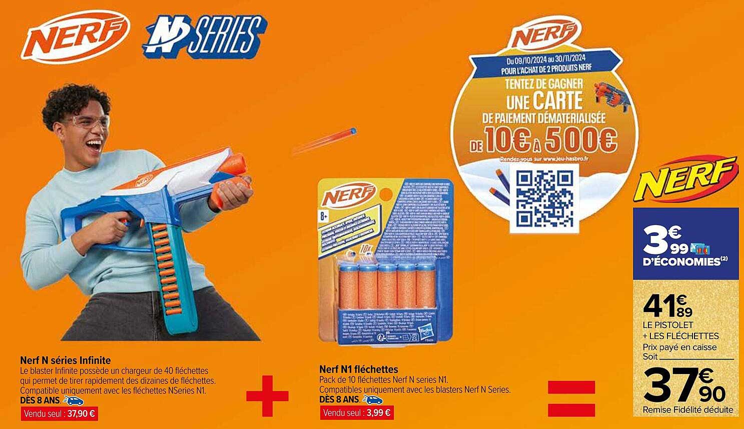 Nerf N séries Infinite + Nerf N1 fléchettes