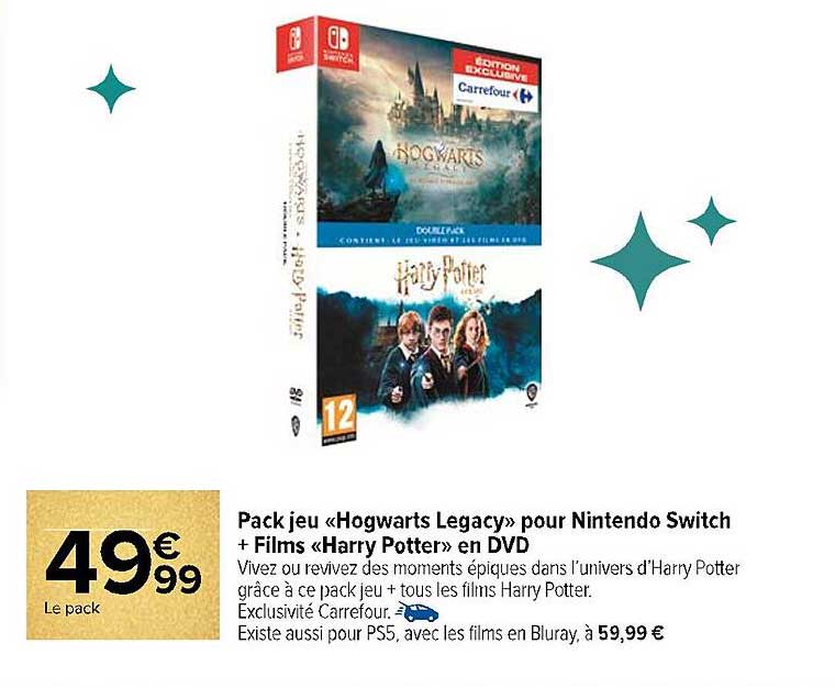 Pack jeu «Hogwarts Legacy» pour Nintendo Switch + Films «Harry Potter» en DVD