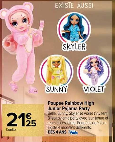 Poupée Rainbow High Junior Pyjama Party