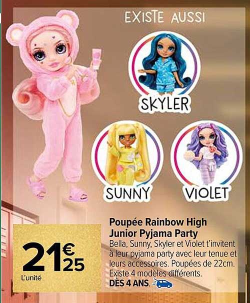 Poupée Rainbow High Junior Pyjama Party