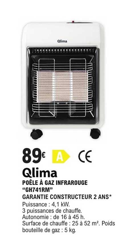 Qlima Poêle à gaz infrarouge “GH741RM”