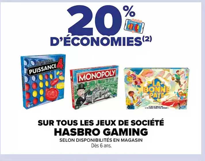 SUR TOUS LES JEUX DE SOCIÉTÉ HASBRO GAMING