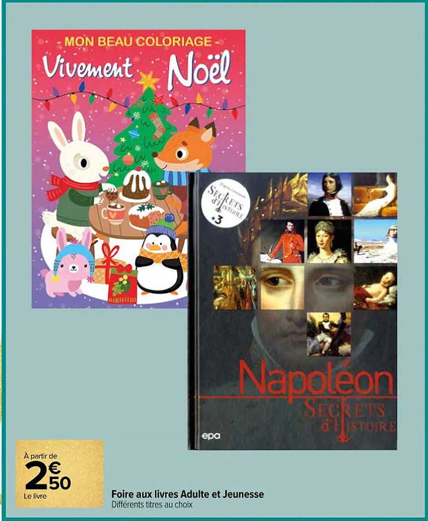 Vivement Noël  
Napoléon Secrets d'Histoire  
Foire aux livres Adulte et Jeunesse