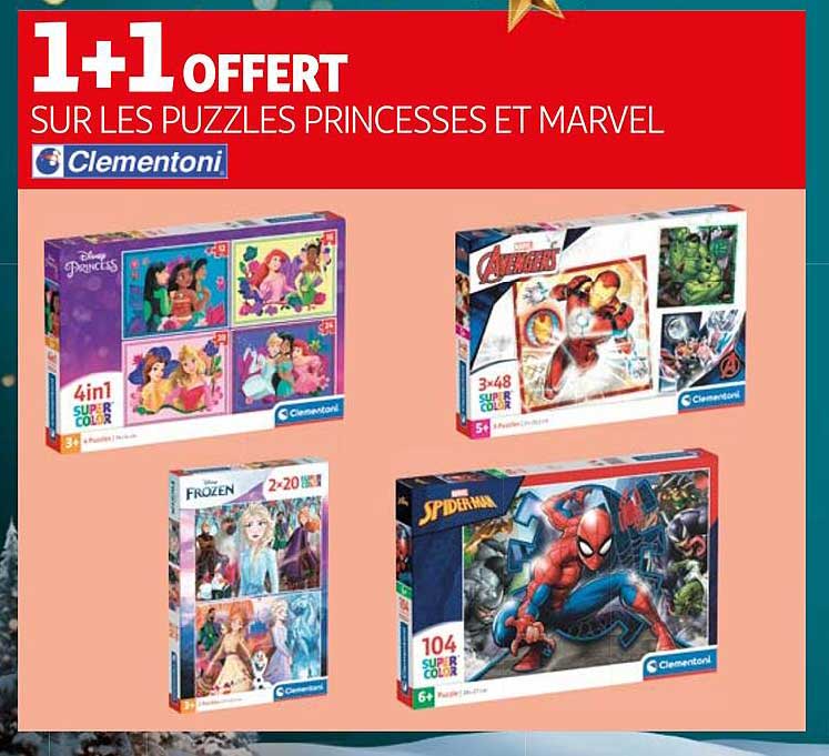 1+1 OFFERT SUR LES PUZZLES PRINCESSES ET MARVEL