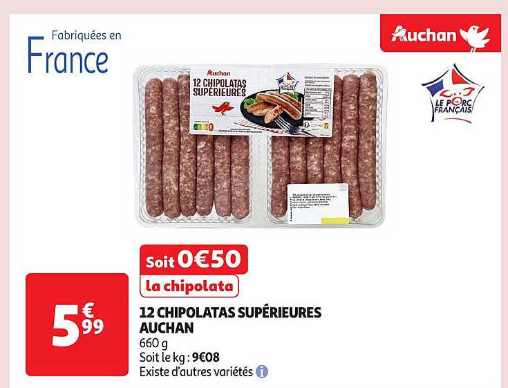 12 CHIPOLATAS SUPÉRIEURES AUCHAN