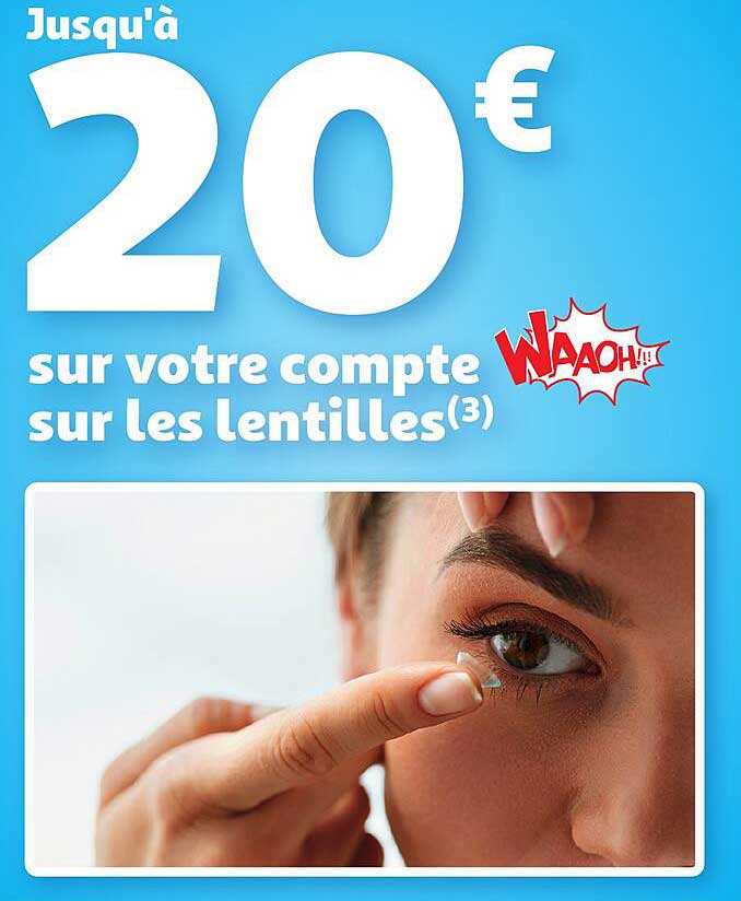 20 € sur votre compte sur les lentilles