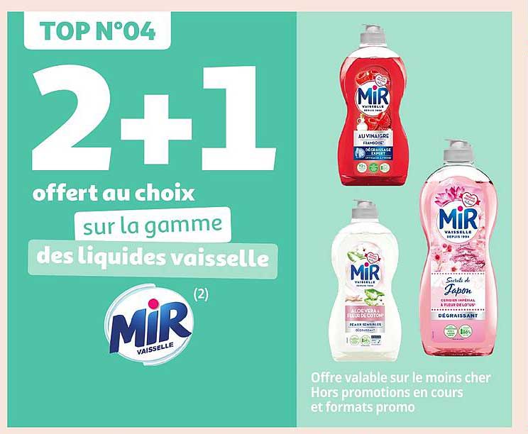 2+1 offert au choix sur la gamme des liquides vaisselle