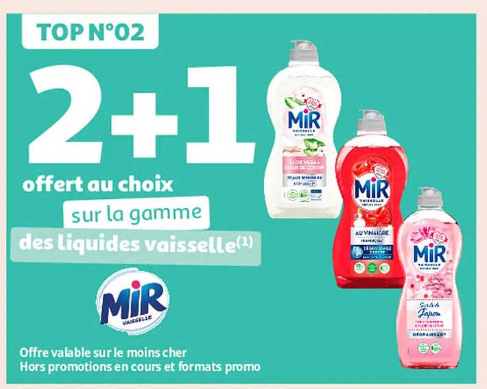 2+1 offert au choix sur la gamme des liquides vaisselle