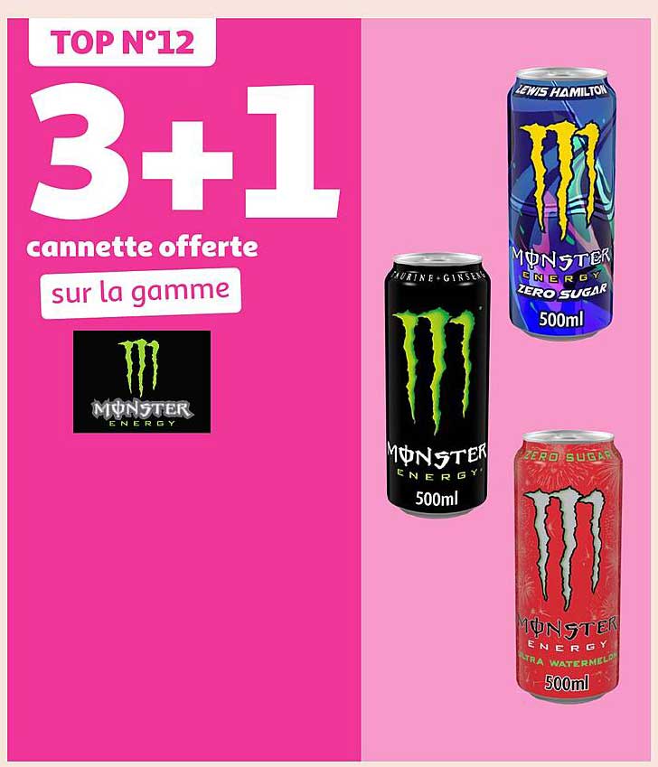 3+1 canette offerte sur la gamme Monster Energy