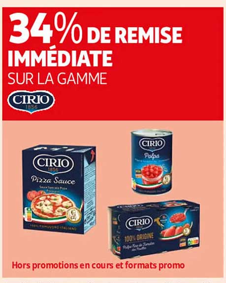 34% DE REMISE IMMEDIATE SUR LA GAMME