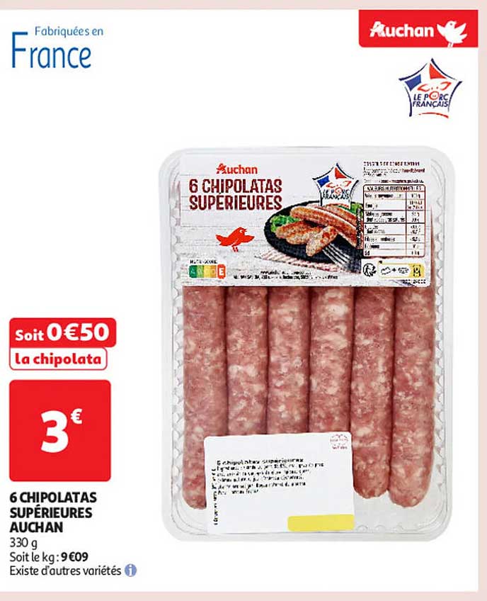 6 CHIPOLATAS SUPÉRIEURES AUCHAN