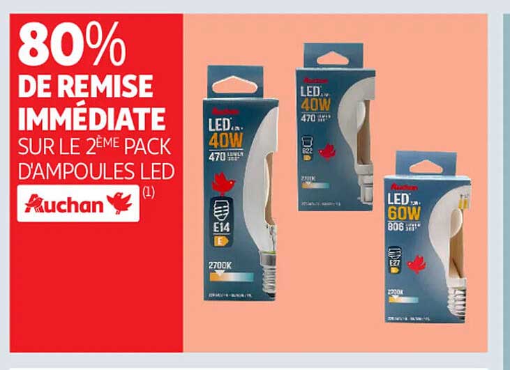 80% DE REMISE IMMEDIATE SUR LE 2ÈME PACK D'AMPOULES LED