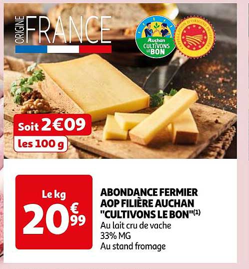 ABONDANCE FERMIER AOP FILIÈRE AUCHAN "CULTIVONS LE BON"