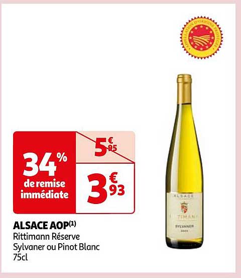 ALSACE AOP Rittimann Réserve Sylvaner ou Pinot Blanc