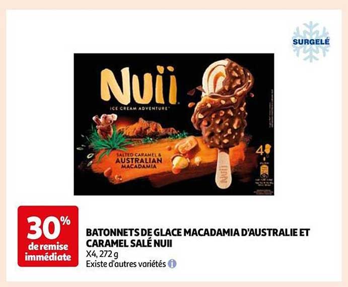 BATONNETS DE GLACE MACADAMIA D'AUSTRALIE ET CARAMEL SALÉ NUII