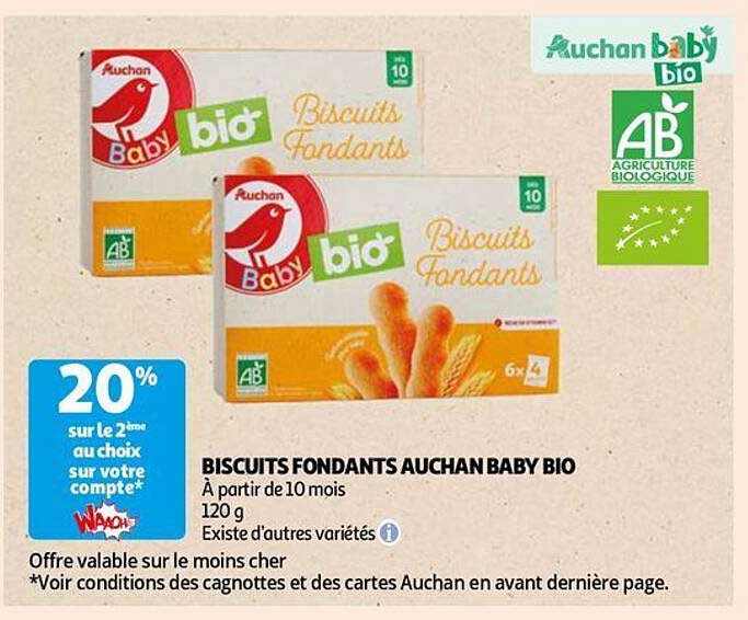 BISCUITS FONDANTS AUCHAN BABY BIO