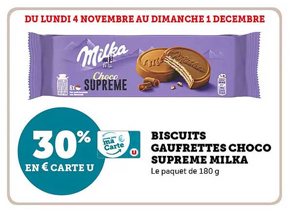 BISCUITS GAUFRETTES CHOCO SUPREME MILKA