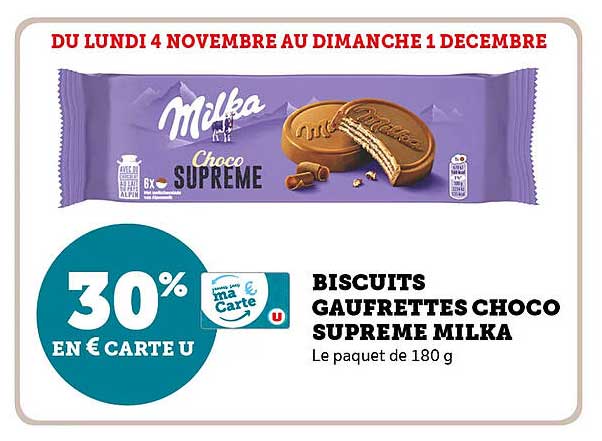 BISCUITS GAUFRETTES CHOCO SUPREME MILKA