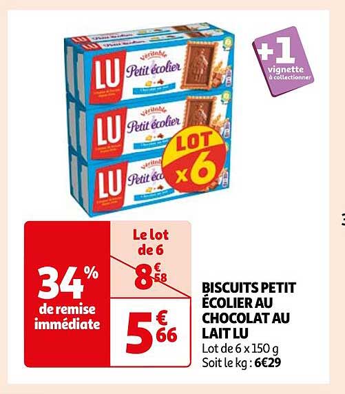 BISCUITS PETIT ÉCOLIER AU CHOCOLAT AU LAIT LU