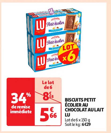 BISCUITS PETIT ÉCOLIER AU CHOCOLAT AU LAIT LU