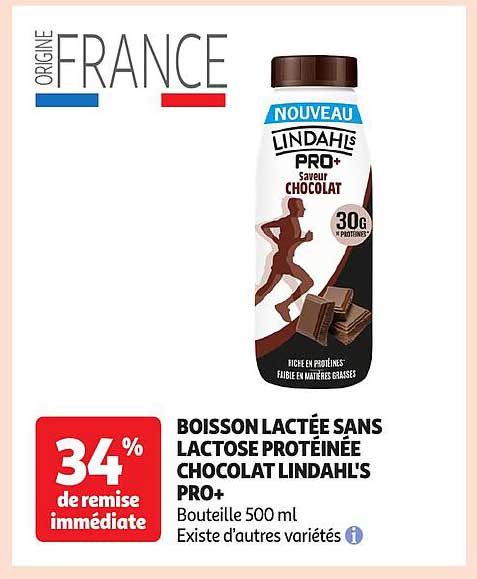 BOISSON LACTÉE SANS LACTOSE PROTÉINÉE CHOCOLAT LINDAHL'S PRO+