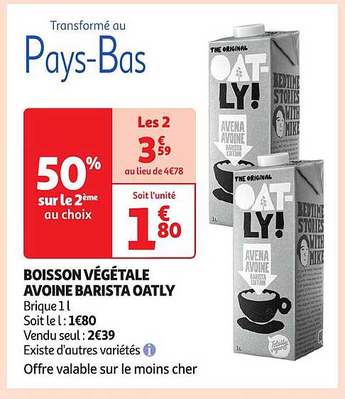 BOISSON VÉGÉTALE AVOINE BARISTA OATLY