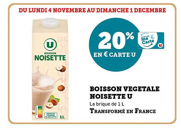 BOISSON VEGETALE NOISETTE U