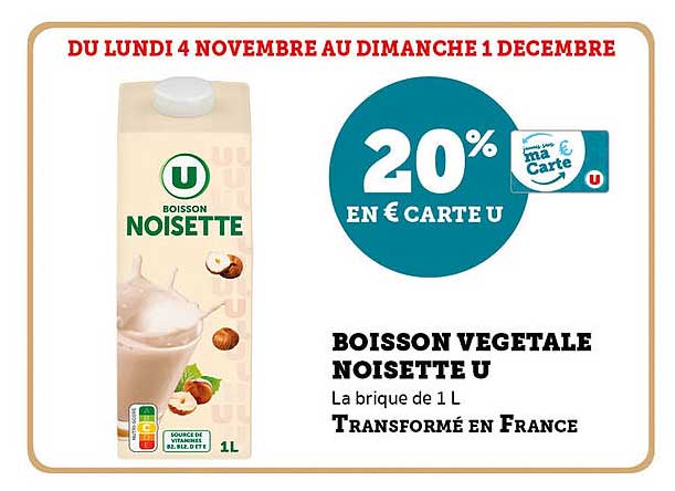 BOISSON VEGETALE NOISETTE U