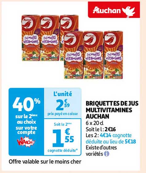 BRIQUETTES DE JUS MULTIVITAMINES AUCHAN