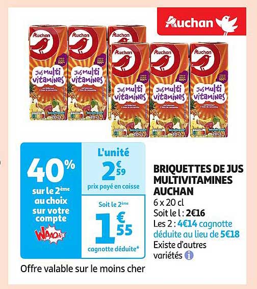 BRIQUETTES DE JUS MULTIVITAMINES AUCHAN