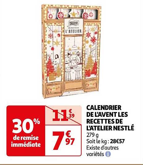 CALENDRIER DE L'AVENT LES RECETTES DE L'ATELIER NESTLÉ