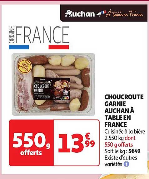 CHOUPROUTE GARNIE AUCHAN À TABLE EN FRANCE