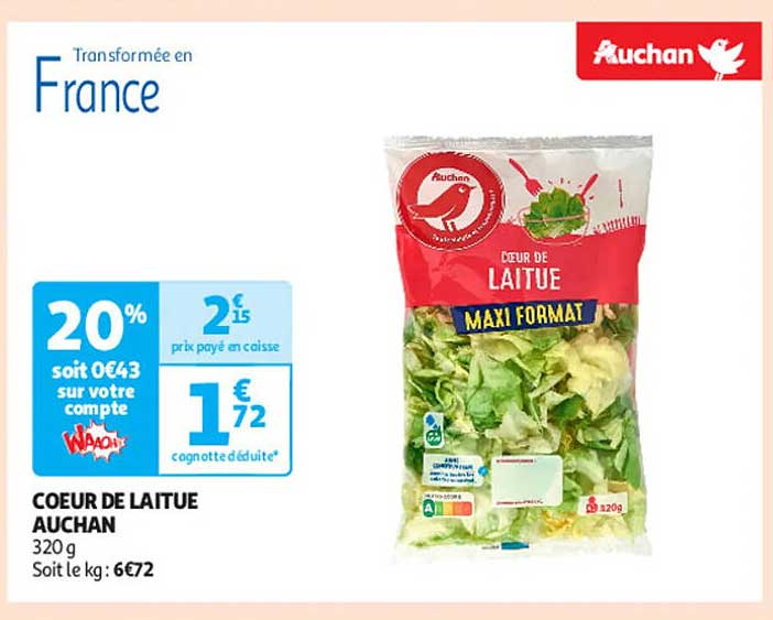 COEUR DE LAITUE AUCHAN MAXI FORMAT