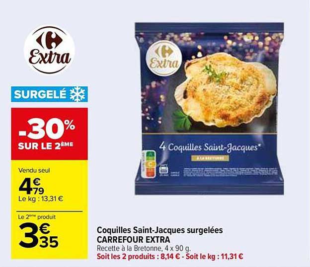 Coquilles Saint-Jacques surgelées CARREFOUR EXTRA