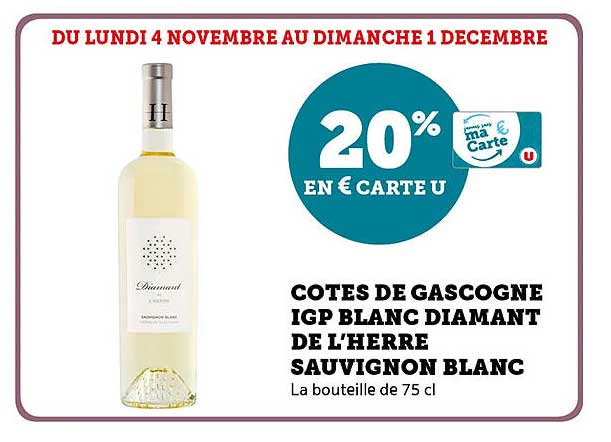 COTES DE GASCOGNE IGP BLANC DIAMANT DE L'HERRE SAUVIGNON BLANC