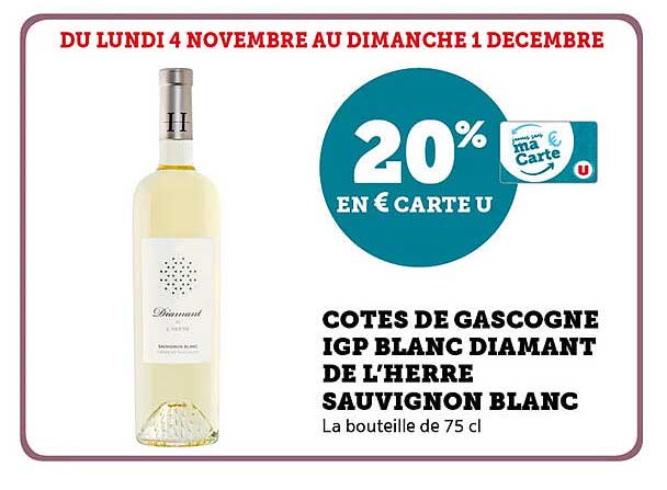 COTES DE GASCOGNE IGP BLANC DIAMANT DE L'HERRE SAUVIGNON BLANC