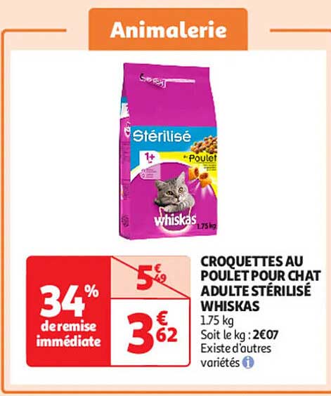 CROQUETTES AU POULET POUR CHAT ADULTE STÉRILISÉ WHISKAS