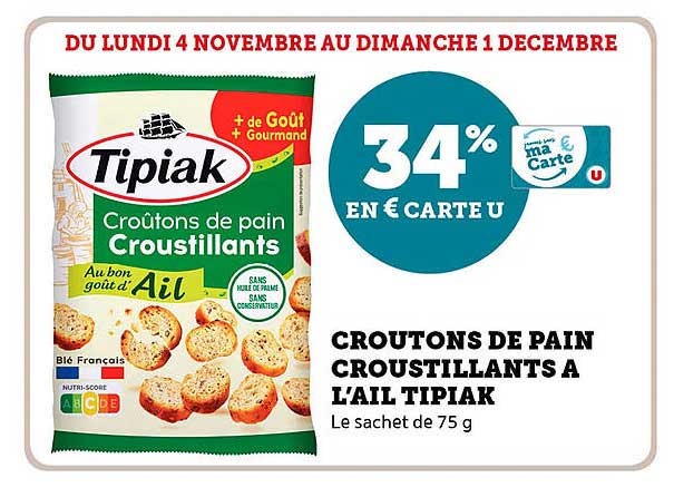 CROUTONS DE PAIN CROUSTILLANTS A L'AIL TIPIAK