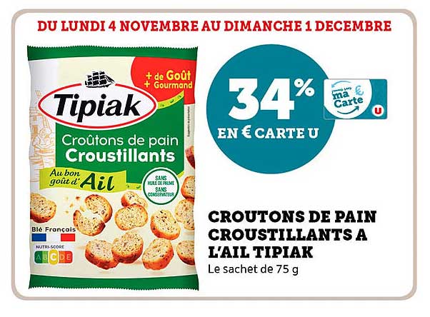 CROUTONS DE PAIN CROUSTILLANTS A L'AIL TIPIAK