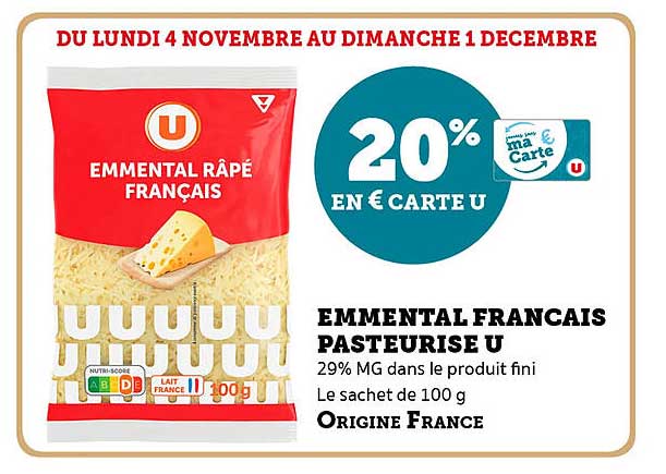 EMMENTAL FRANÇAIS PASTEURISÉ U