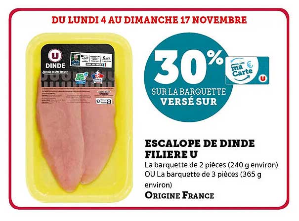 ESCALOPE DE DINDE FILIERE U